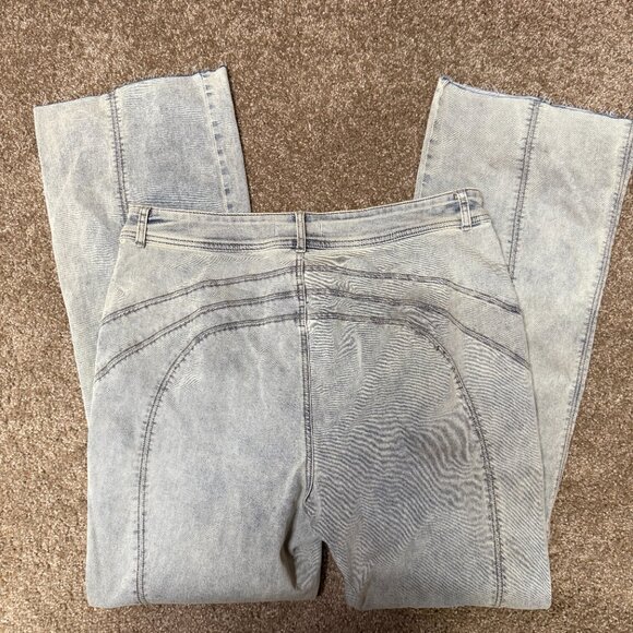 We The Free Crvy Flared Leg Jeans Womens 34 Light Blue Cotton Stretch Frayed Hem - Picture 16 of 16